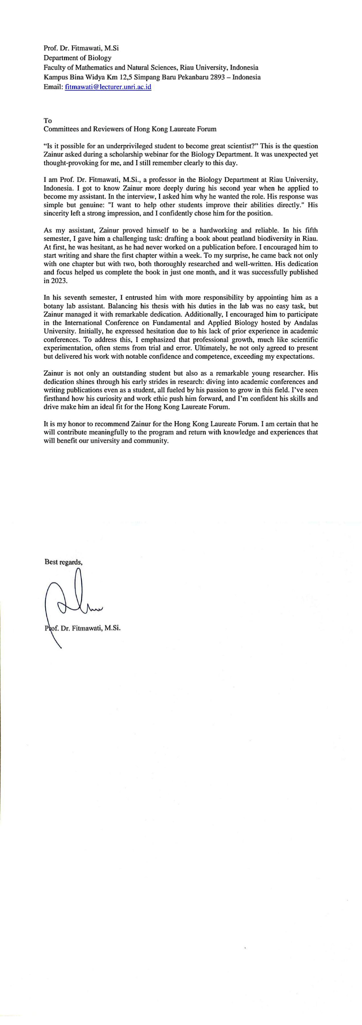 Recommendation Letter 1