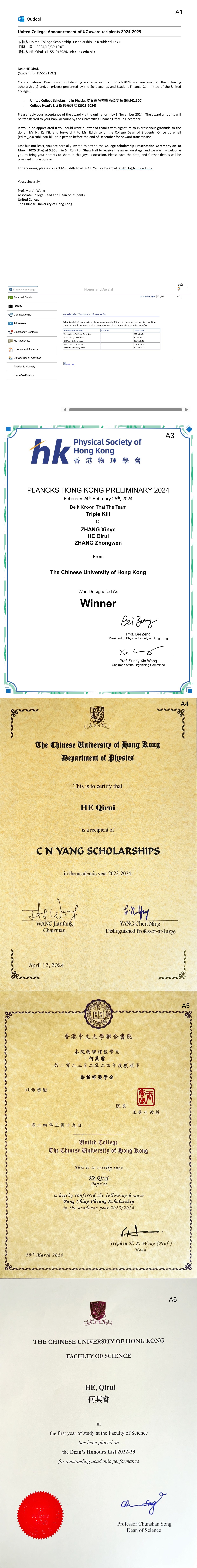 Reference / Certificate of Award and / or Scientific Accomplishment Supporting Document