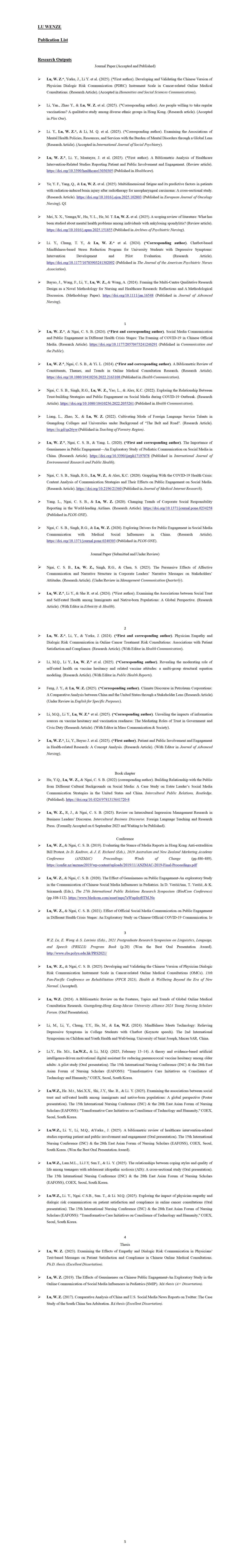 Publication List (if any)