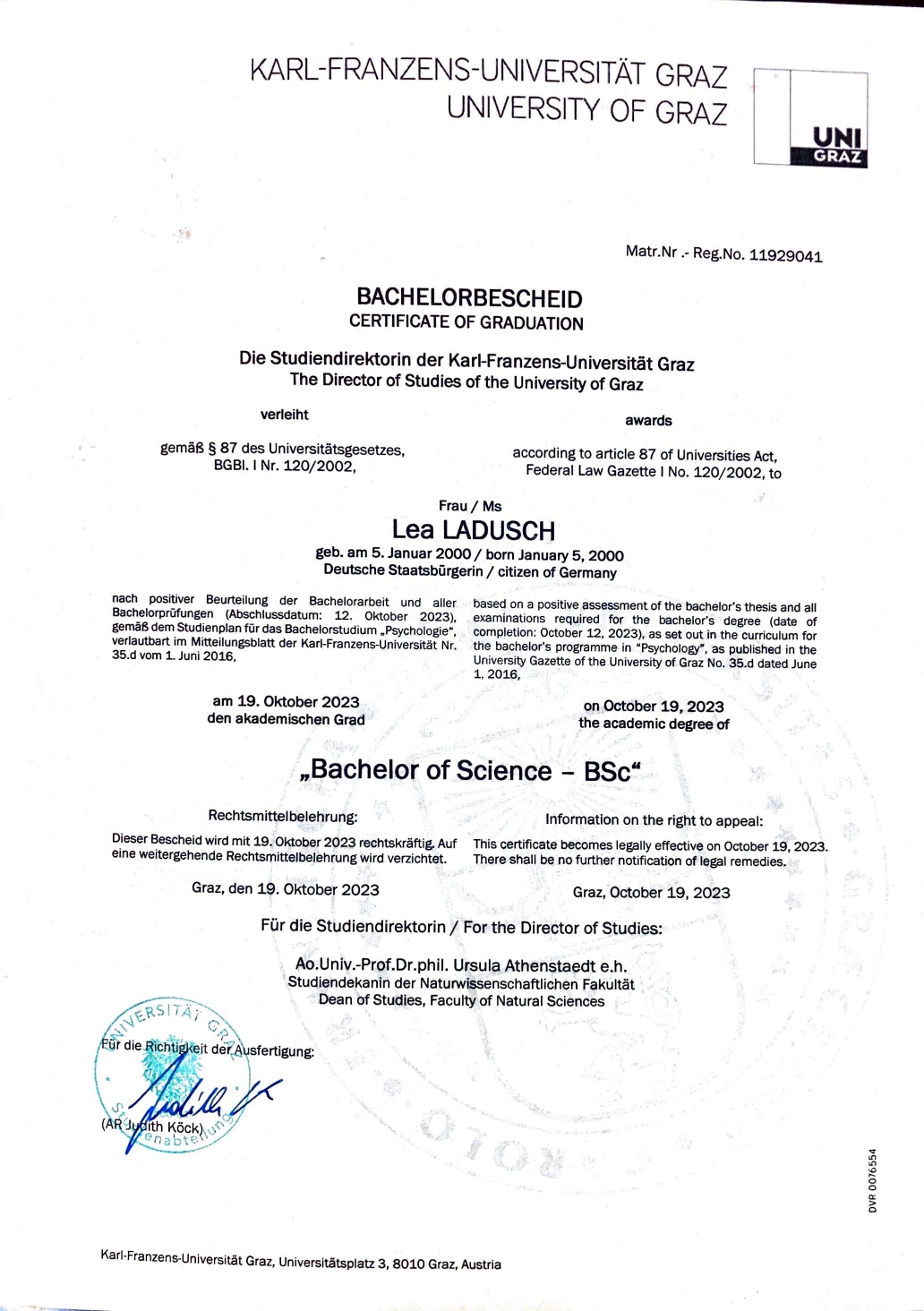 Reference / Certificate of Award and / or Scientific Accomplishment Supporting Document