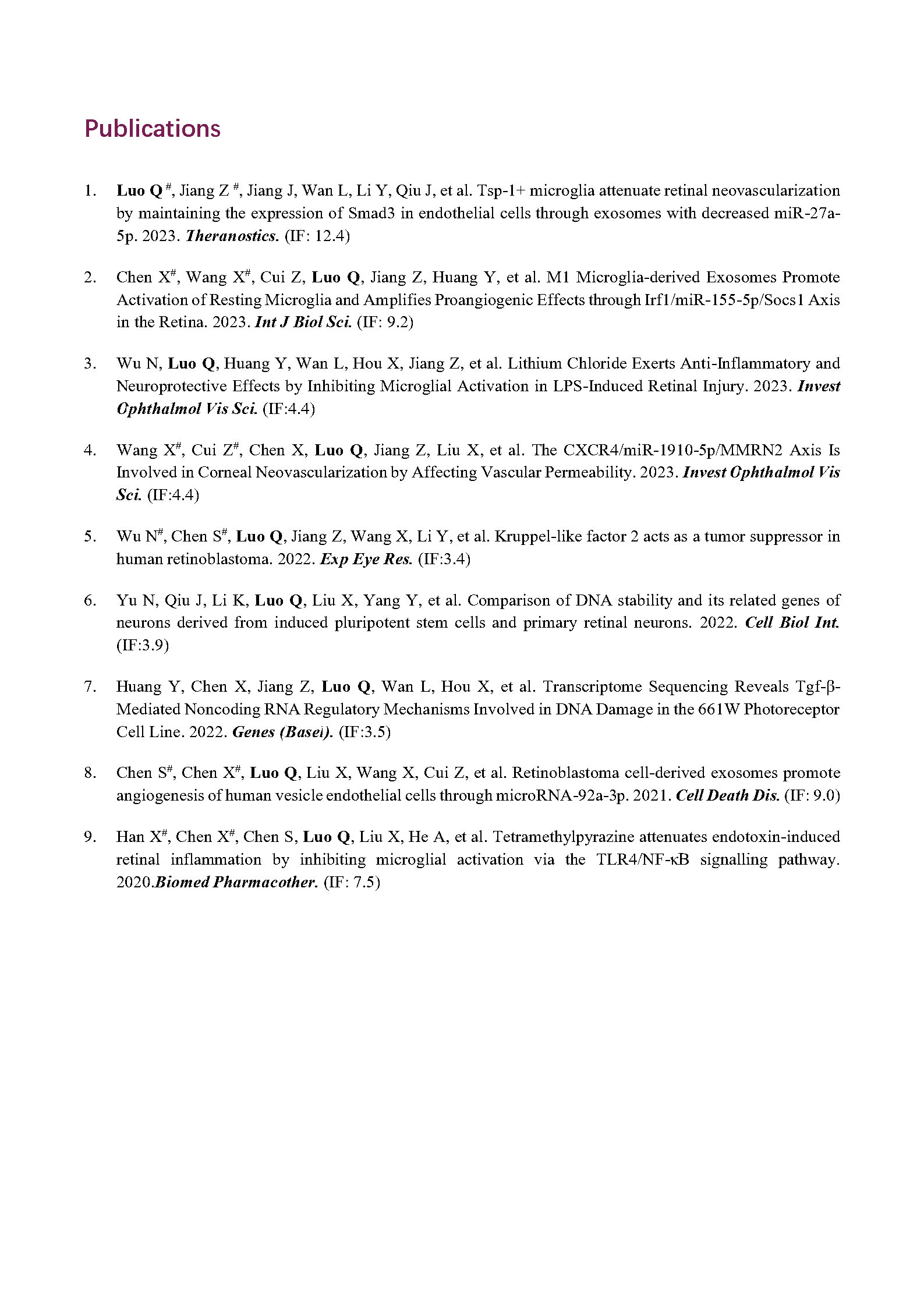 Publication List (if any)