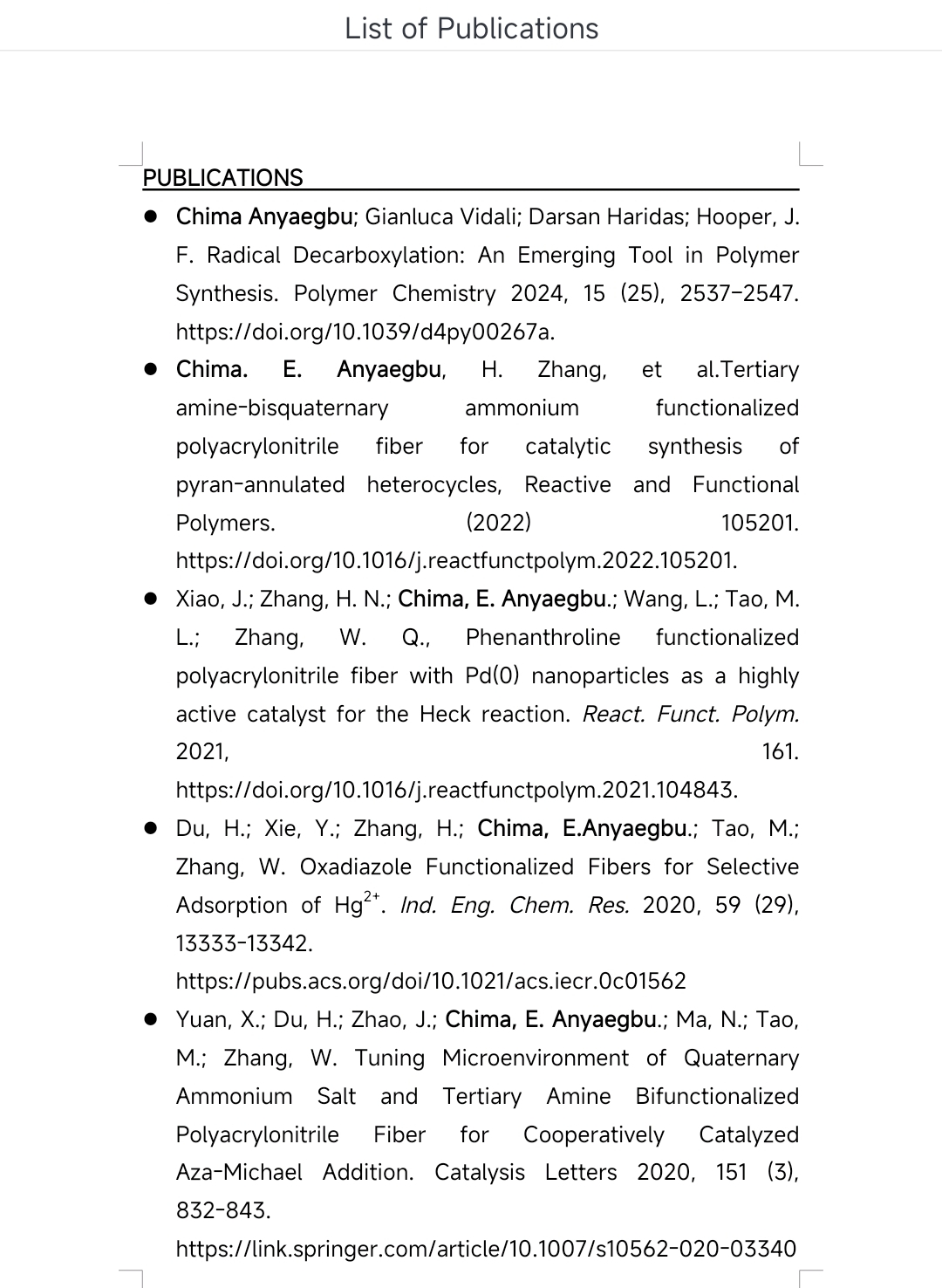 Publication List (if any)