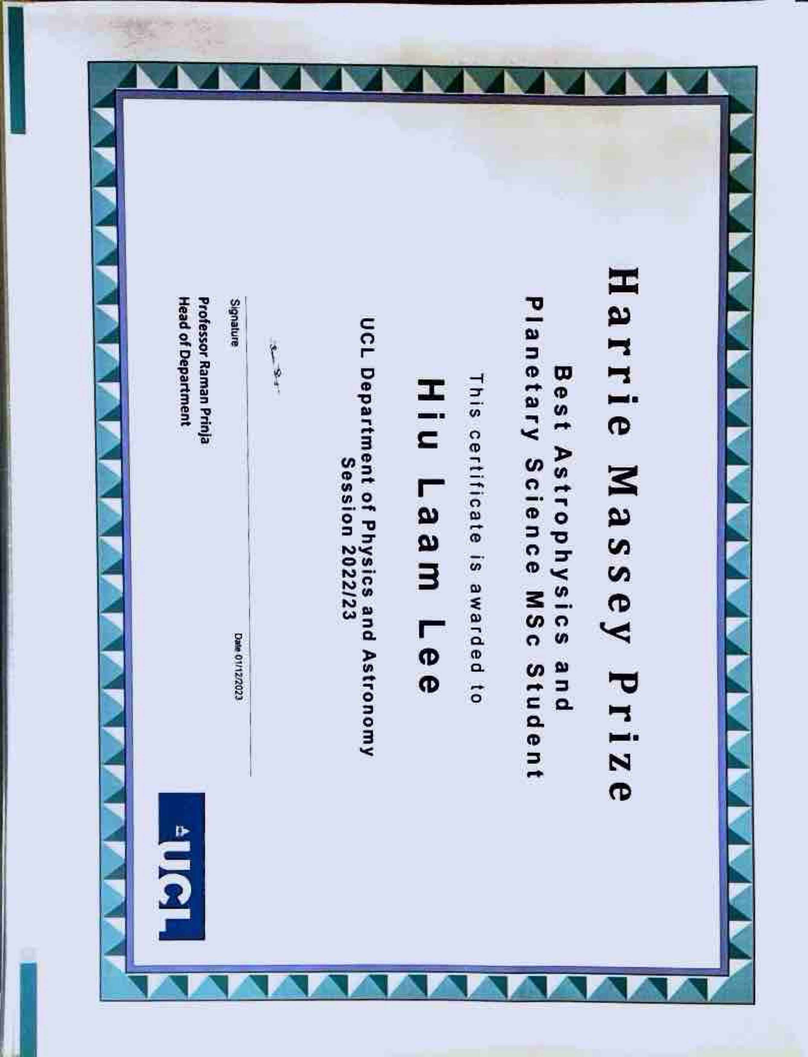 Reference / Certificate of Award and / or Scientific Accomplishment Supporting Document