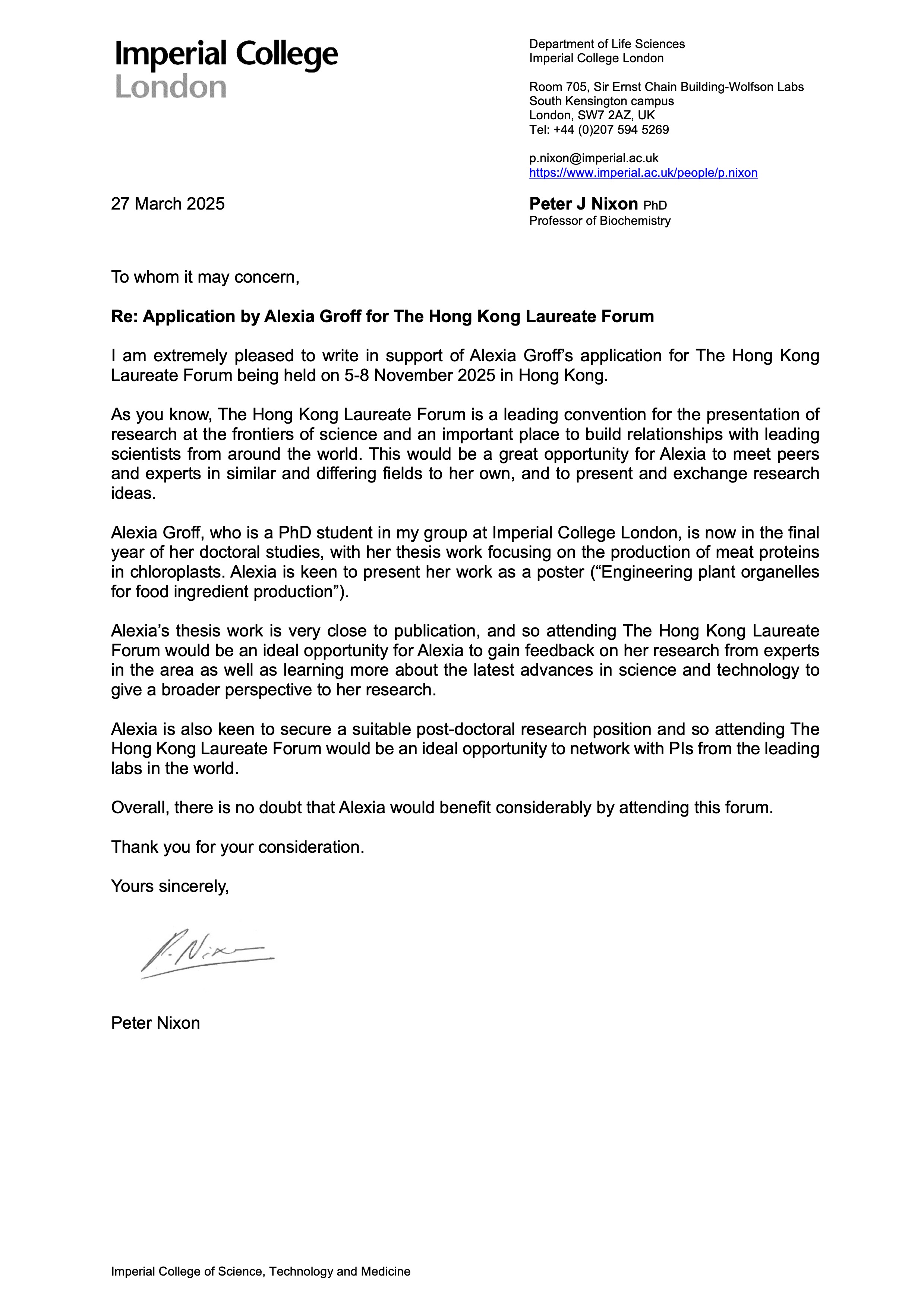 Recommendation Letter 1